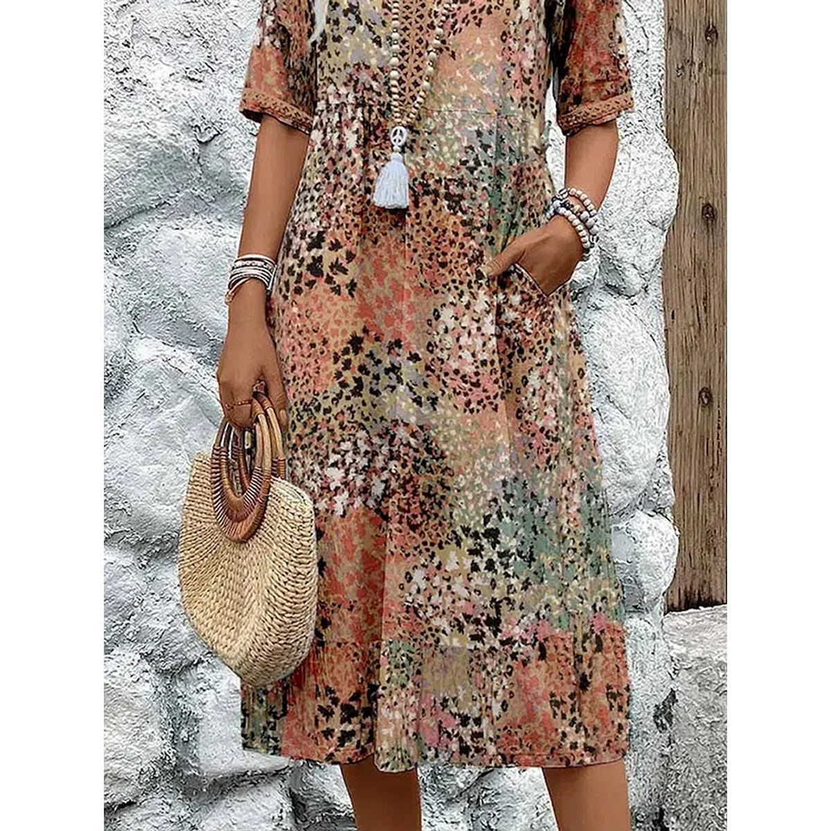 Soft V-Neck Dress Women Midi Casual Summer Elegance for Everyday Wear 6