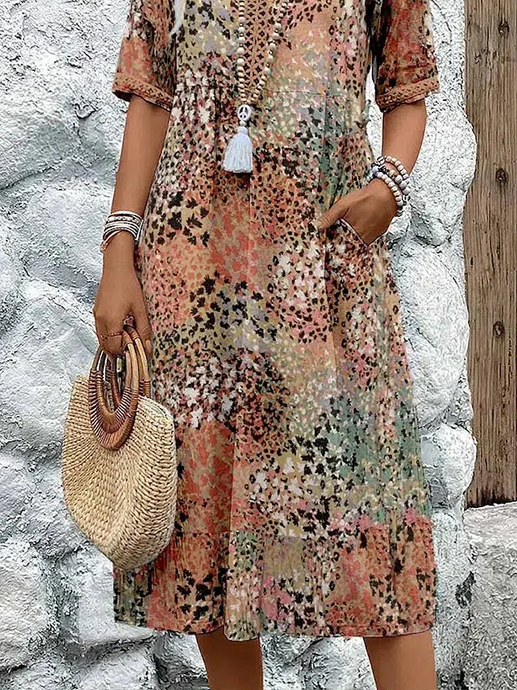 Soft V-Neck Dress Women Midi Casual Summer Elegance for Everyday Wear 6