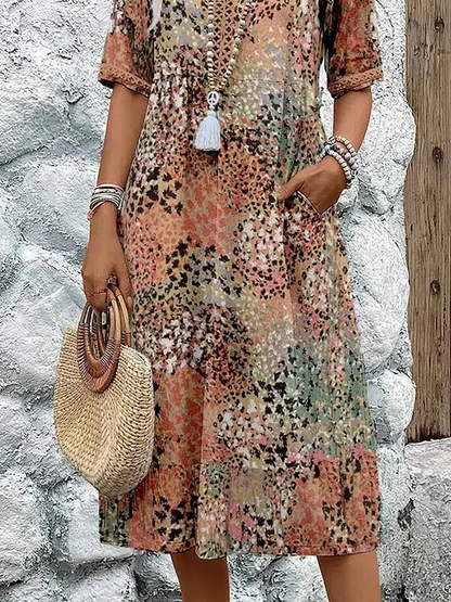 Soft V-Neck Dress Women Midi Casual Summer Elegance for Everyday Wear 6