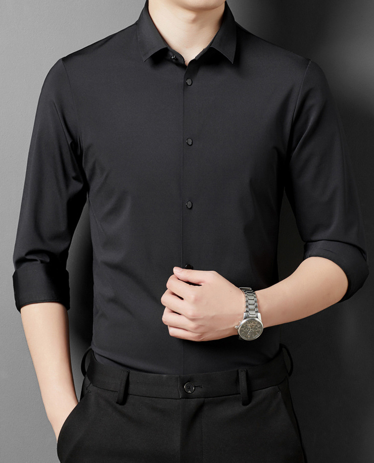 Stretch Shirt Men Wrinkle-Free Casual Comfort Stylish Look 0