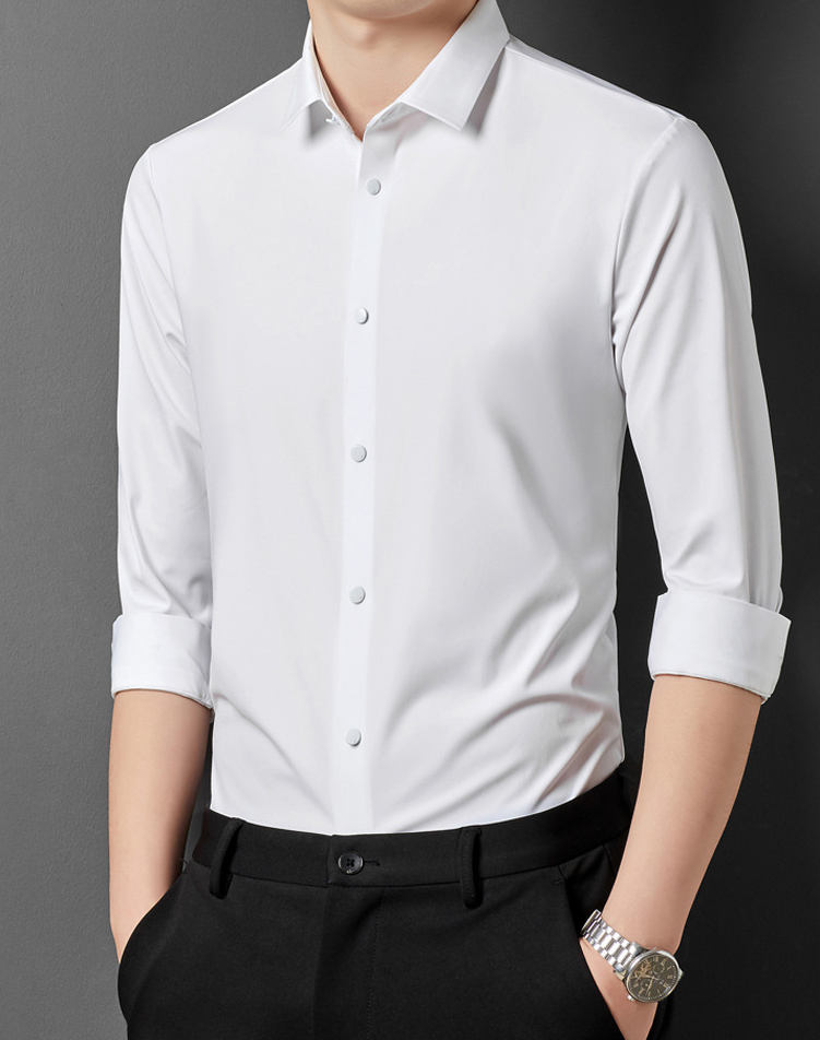Stretch Shirt Men Wrinkle-Free Casual Comfort Stylish Look 4