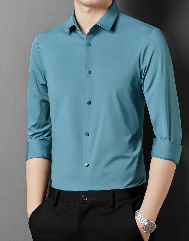 Stretch Shirt Men Wrinkle-Free Casual Comfort Stylish Look 8