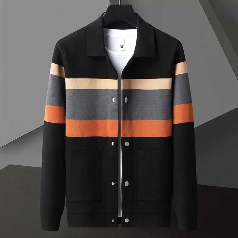 Striped Varsity Knit Jacket Casual Retro Style Warmth & Comfort 3