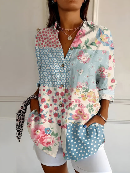 Stylish Button Down Shirt Women Long Sleeve Elegant Casual Blouse 3