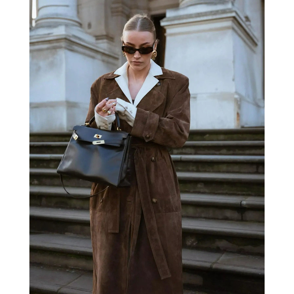 Suede Trench Coat Women Classic Elegance for Cool Days 0