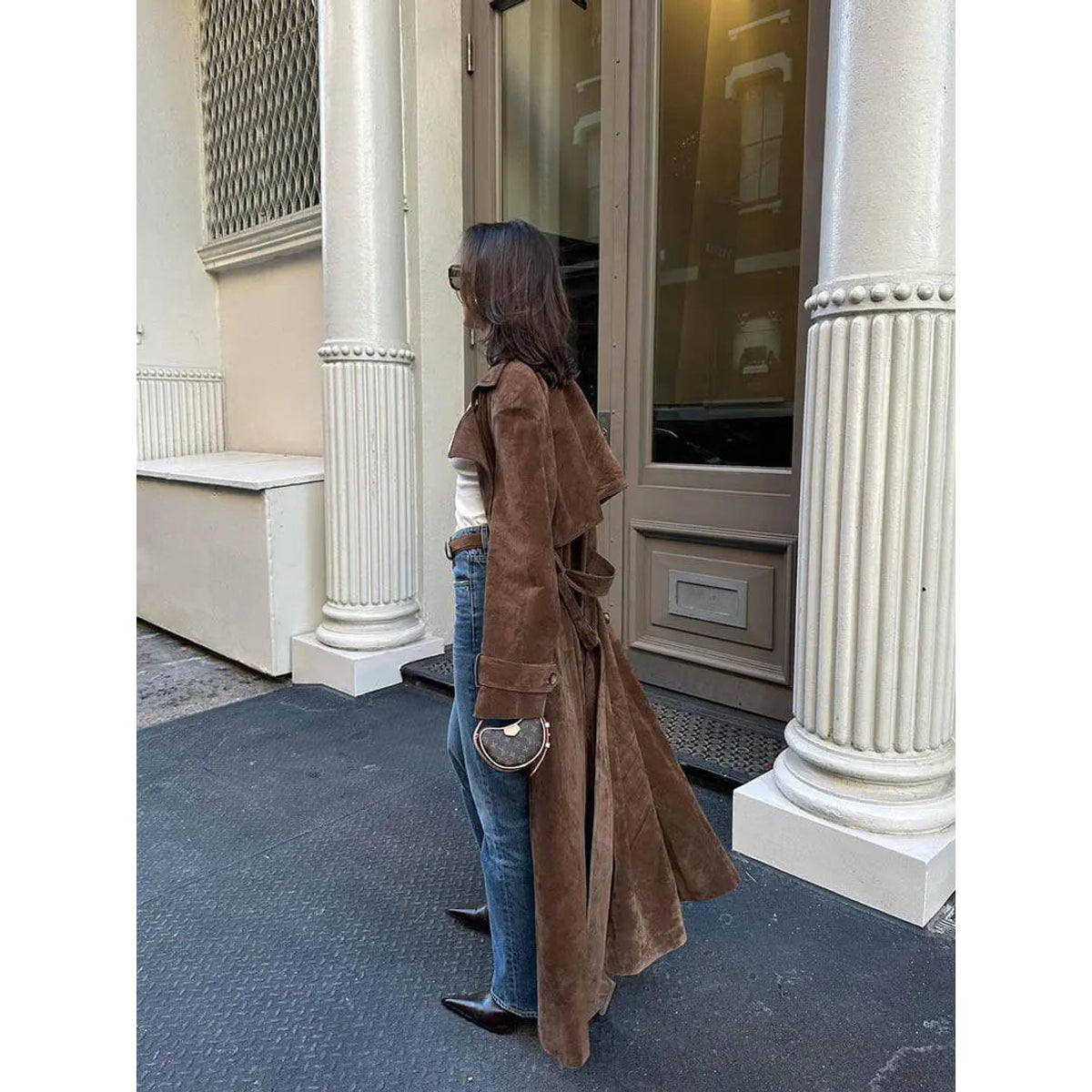 Suede Trench Coat Women Classic Elegance for Cool Days 4