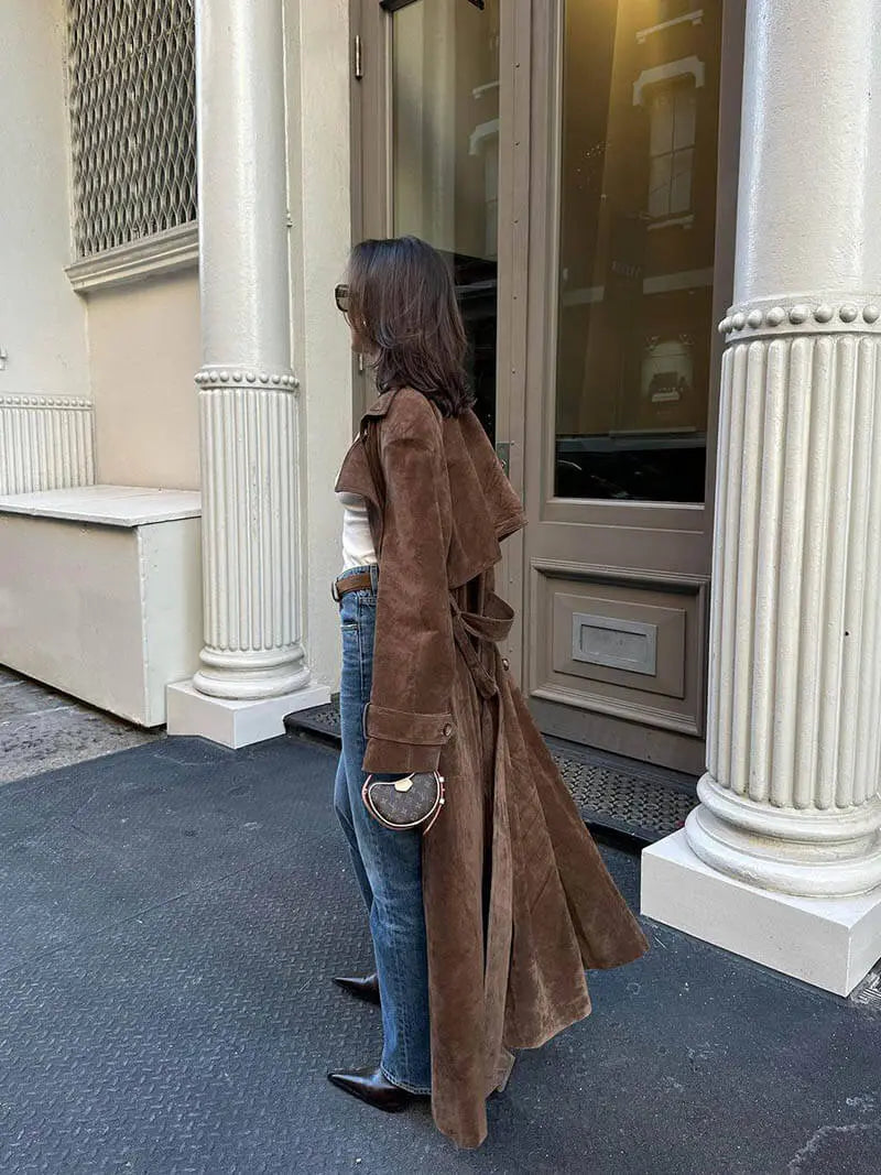 Suede Trench Coat Women Classic Elegance for Cool Days 4