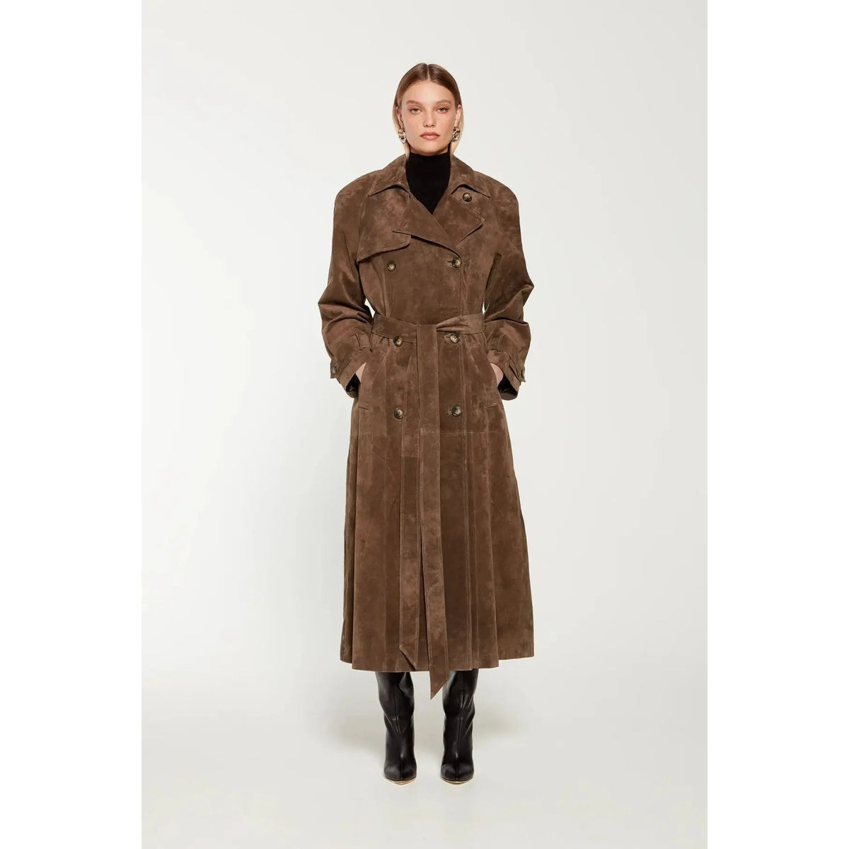 Suede Trench Coat Women Classic Elegance for Cool Days 6