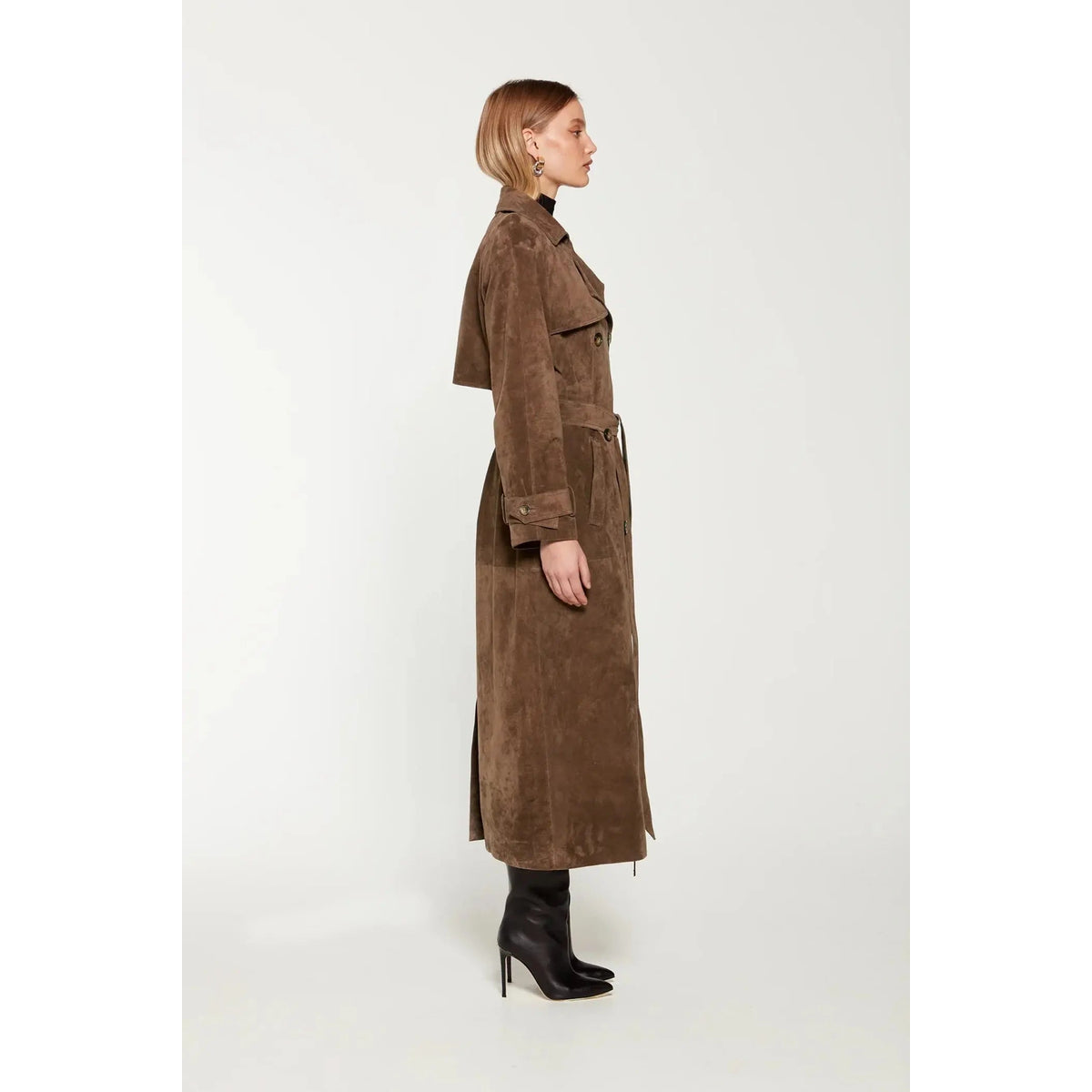 Suede Trench Coat Women Classic Elegance for Cool Days 8