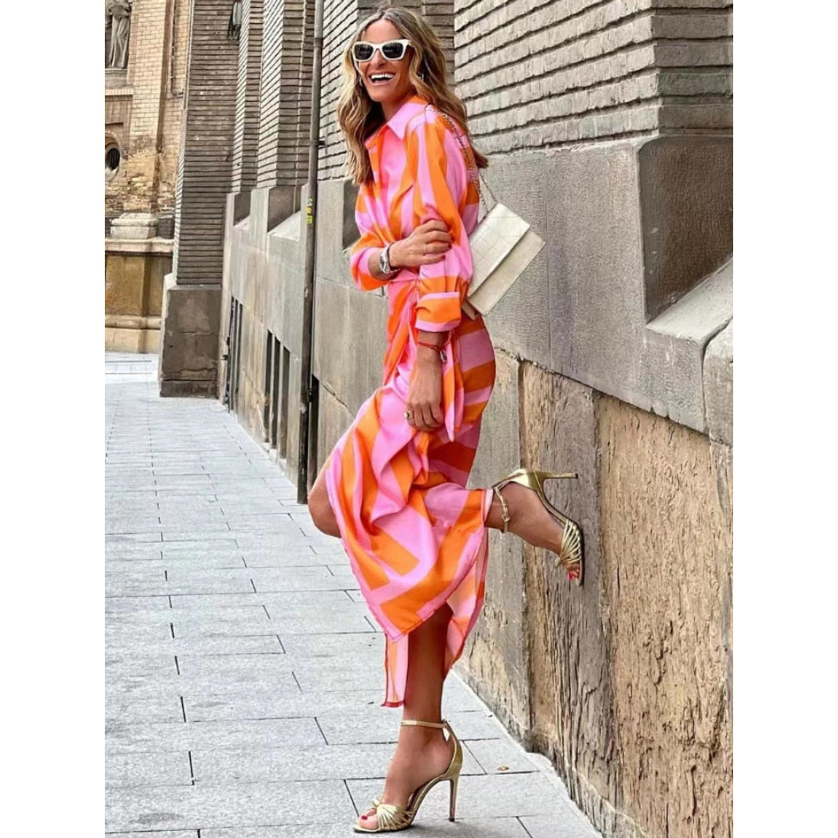 Summer Wrap Dress with Collar Lightweight Fabric Casual Chic 1