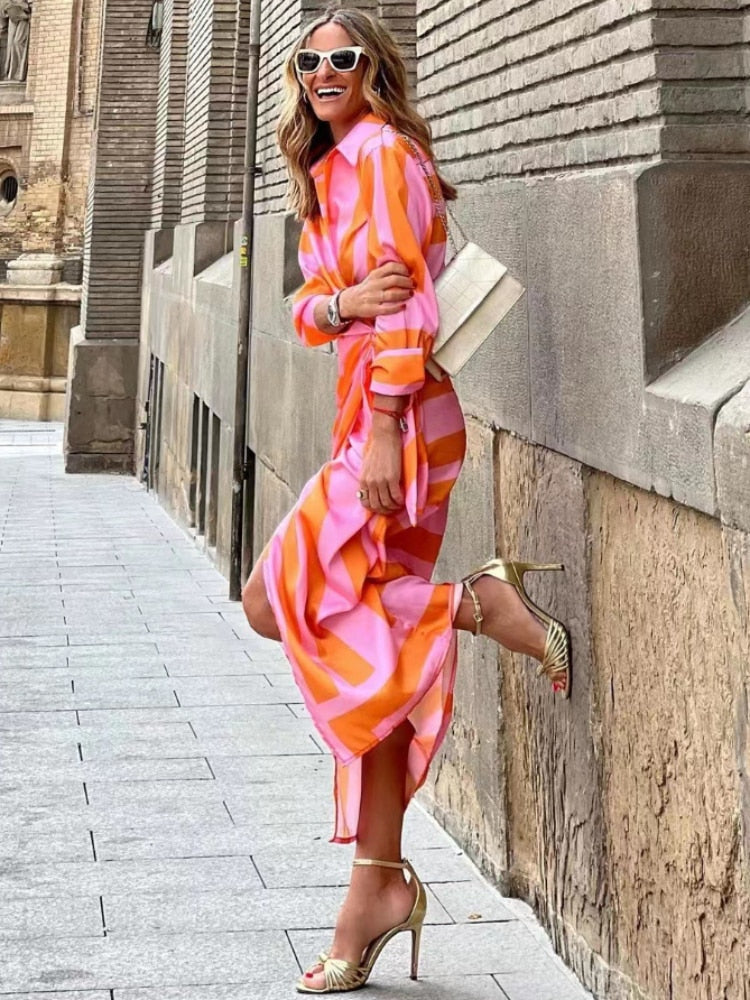 Summer Wrap Dress with Collar Lightweight Fabric Casual Chic 1