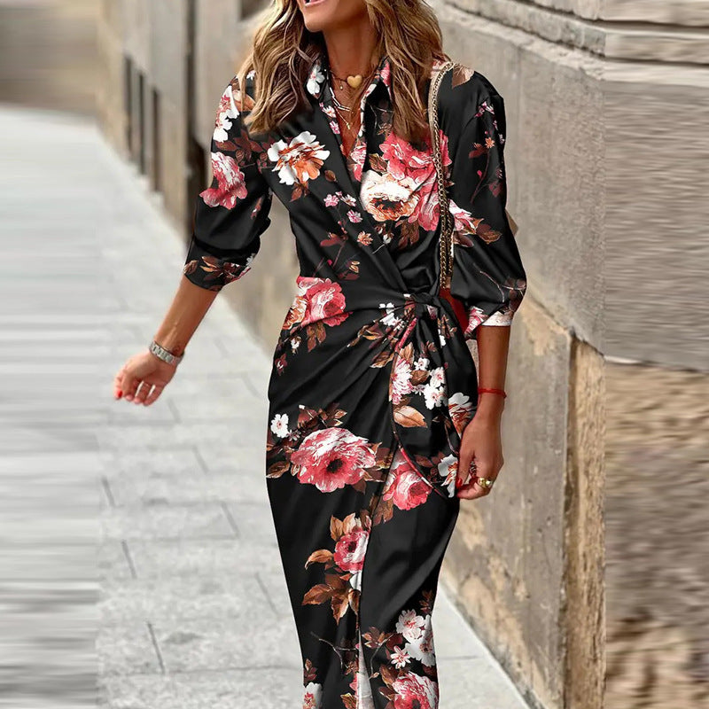 Summer Wrap Dress with Collar Lightweight Fabric Casual Chic 6
