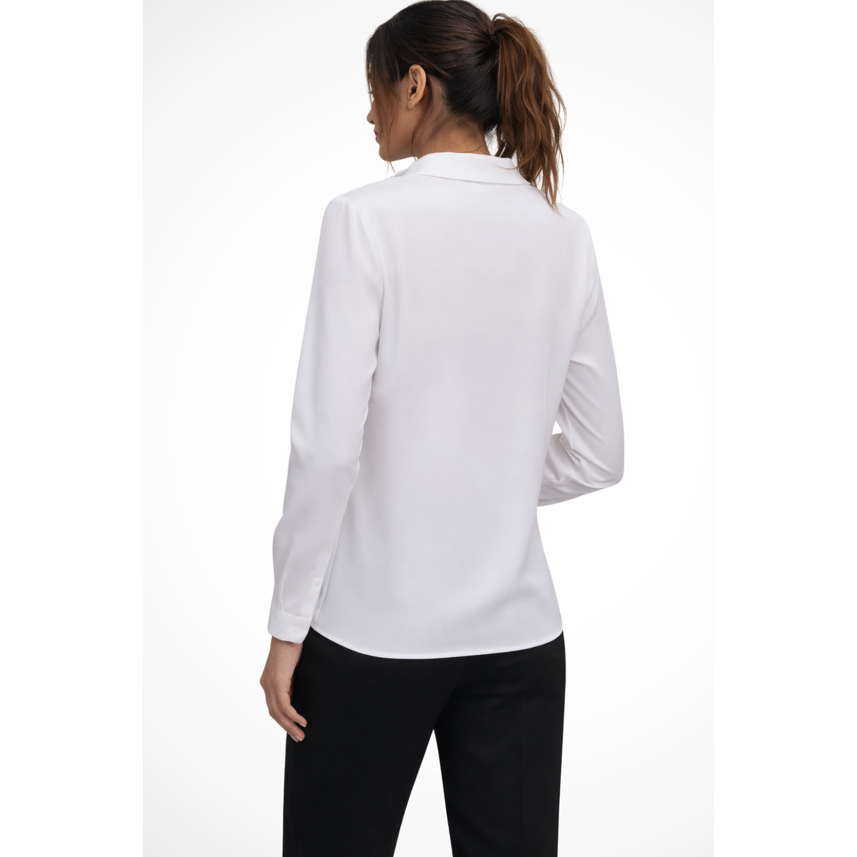 Tailored Long Sleeve Blouse Women Collared Minimalist Design Casual Chic 1