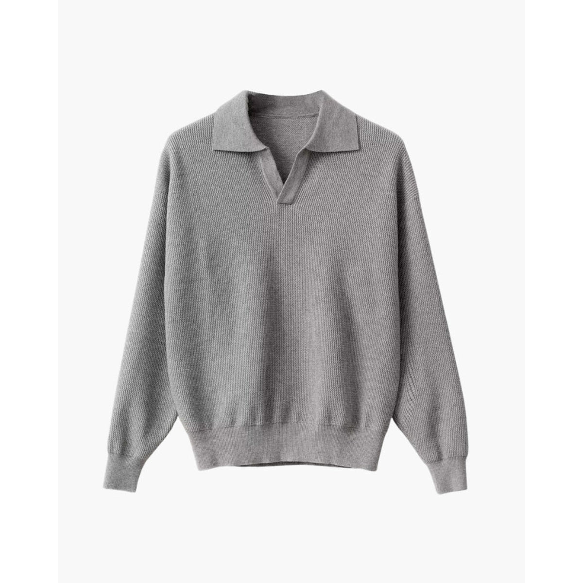 Textured Knit Polo Sweater Classic Style Everyday Comfort Casual 3