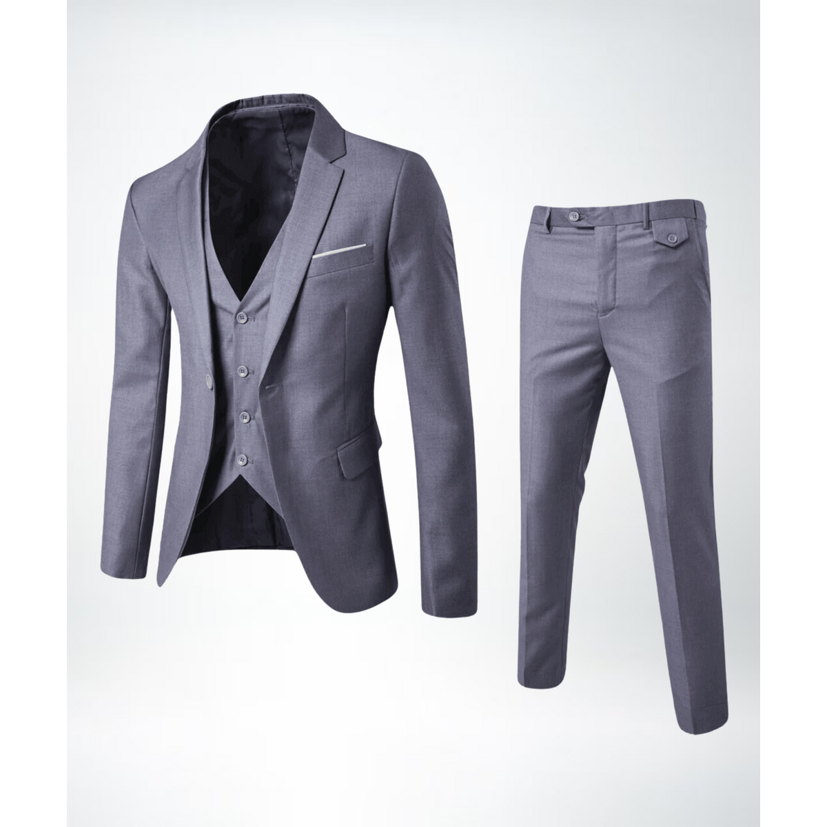 Three-Piece Suit Men Tailored Fit Formal Attire Wedding Groomsmen 3