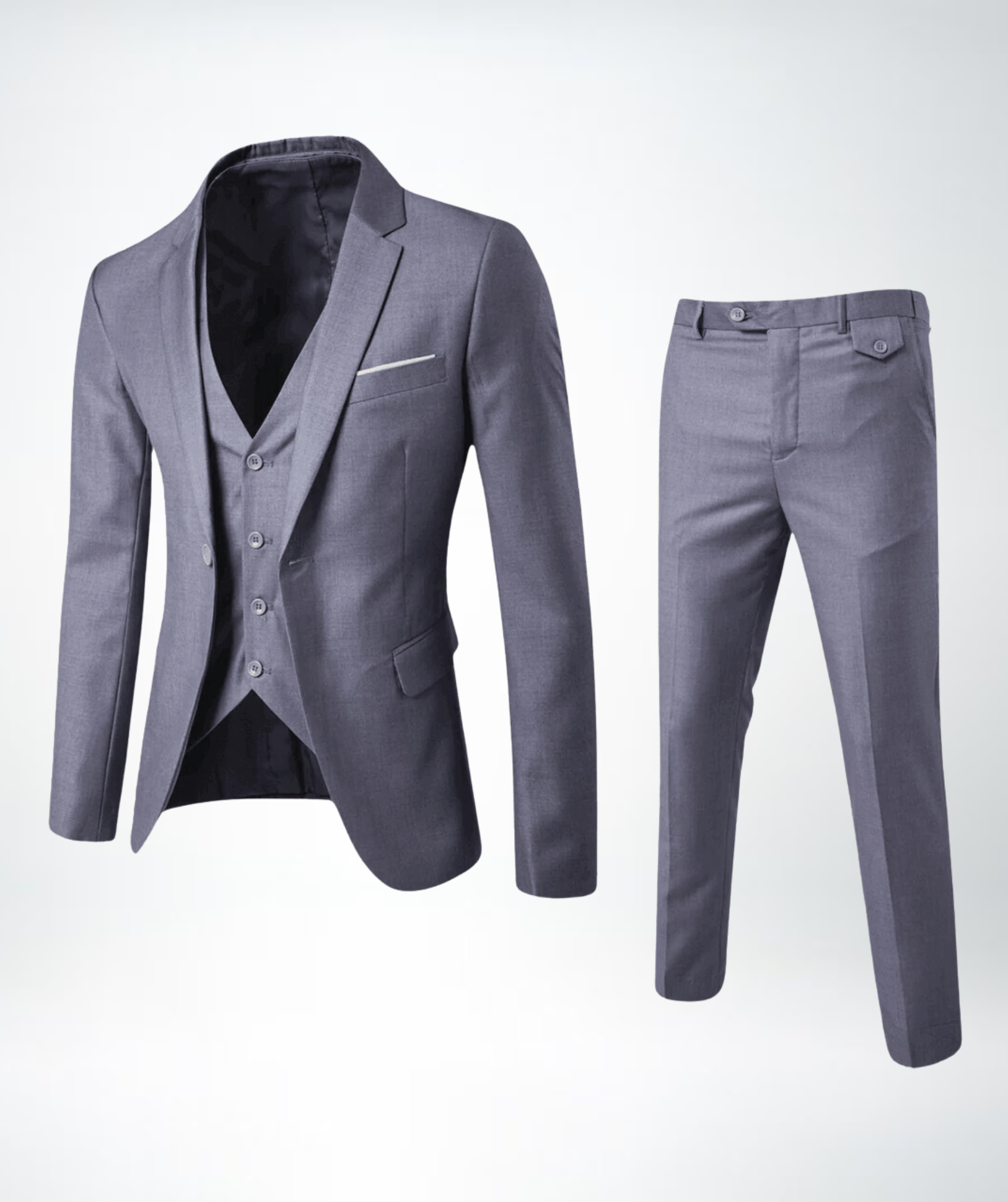 Three-Piece Suit Men Tailored Fit Formal Attire Wedding Groomsmen 3