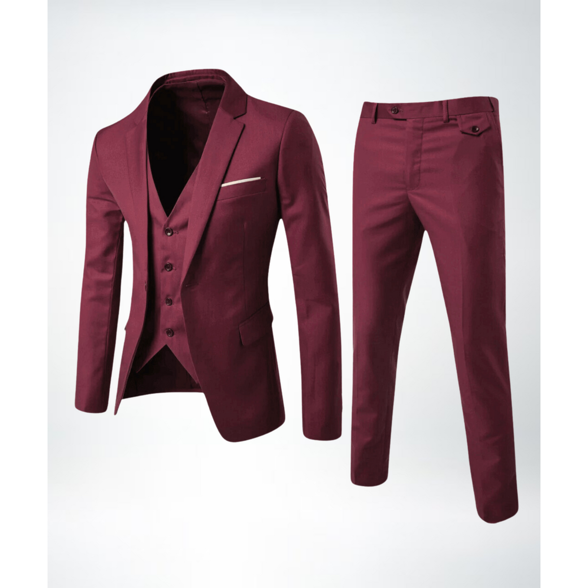 Three-Piece Suit Men Tailored Fit Formal Attire Wedding Groomsmen 4