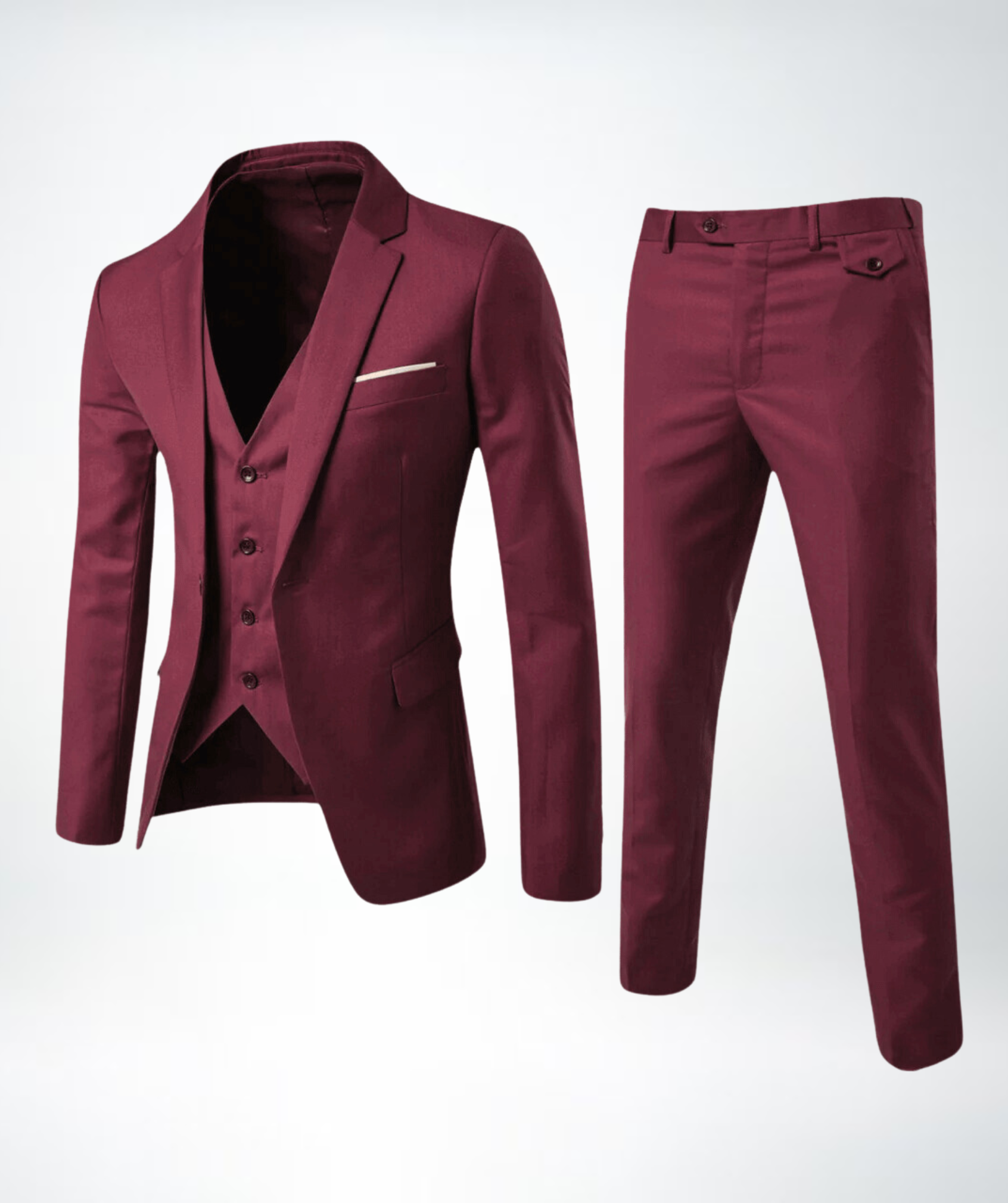 Three-Piece Suit Men Tailored Fit Formal Attire Wedding Groomsmen 4