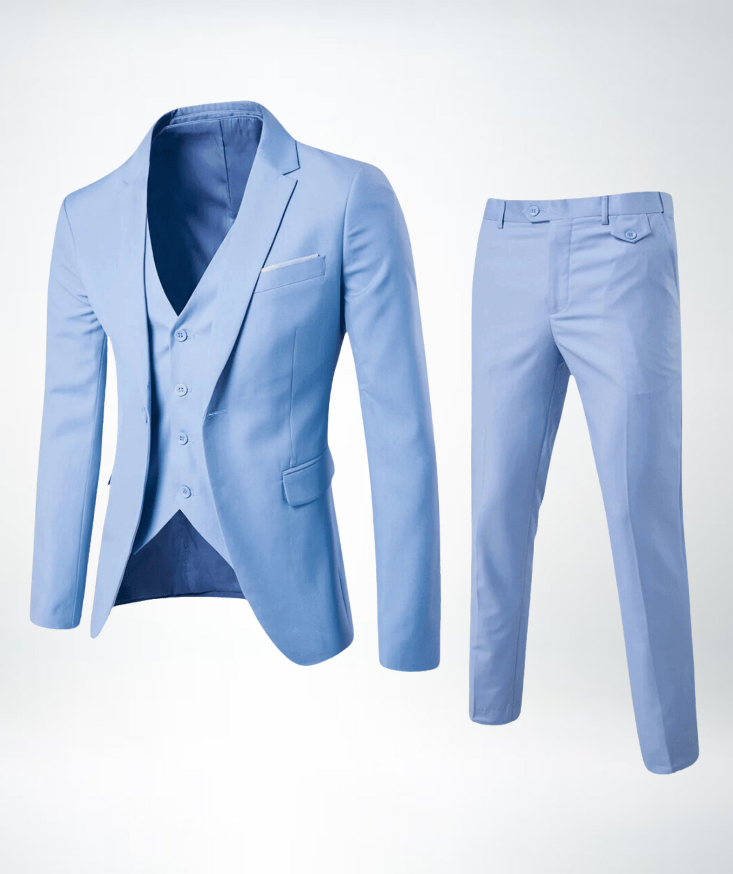 Three-Piece Suit Men Tailored Fit Formal Attire Wedding Groomsmen 5