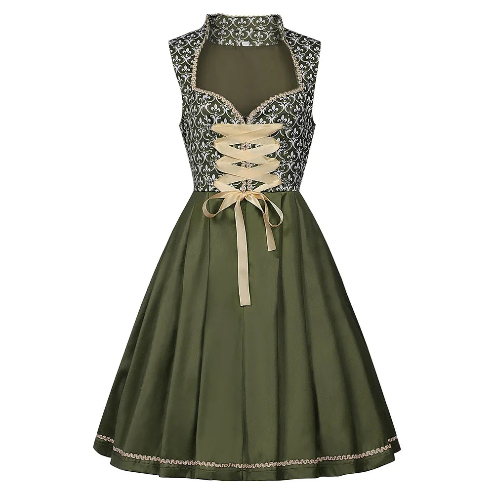 Traditional Dirndl Dress Women Green Oktoberfest Festive Charm 2