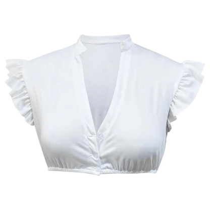 Traditional White Dirndl Blouse Women Elegant Oktoberfest Top Stylish Summer Wear 2