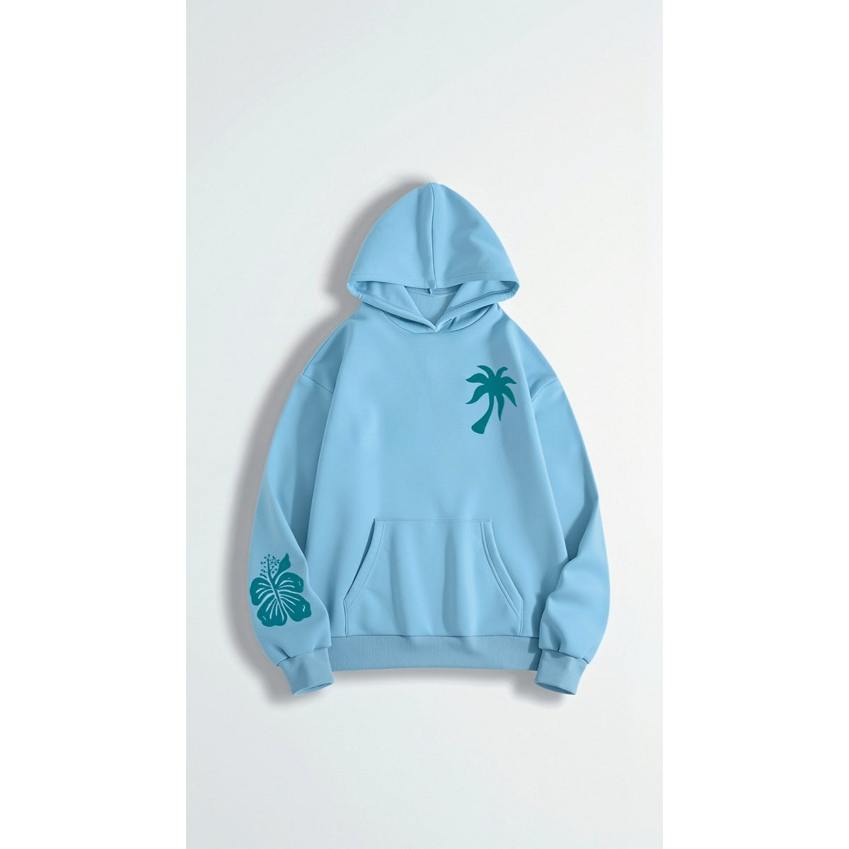 Tropical Vibes - Oversized Women's Hoodie in Solid Black or Grey, Cozy Inner Lining, Minimalist Streetwear Style 3
