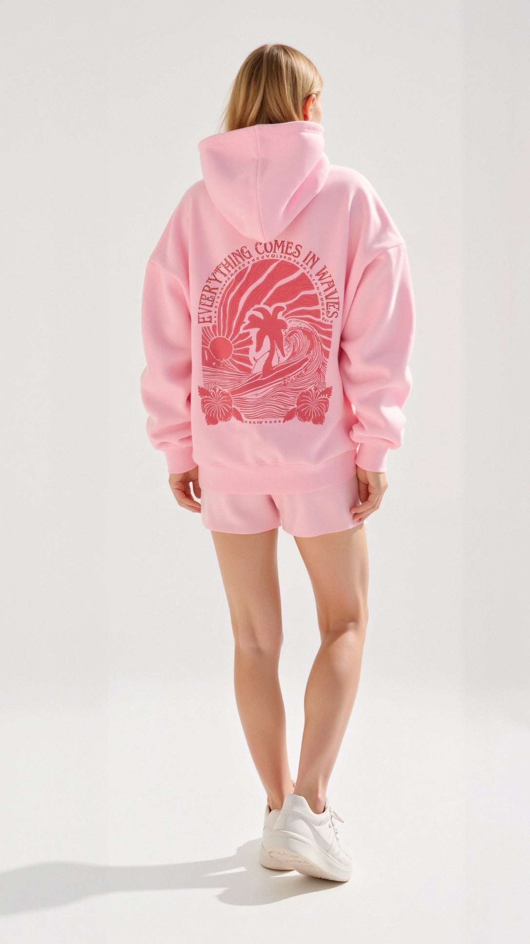 Tropical Vibes - Oversized Women's Hoodie in Solid Black or Grey, Cozy Inner Lining, Minimalist Streetwear Style 5