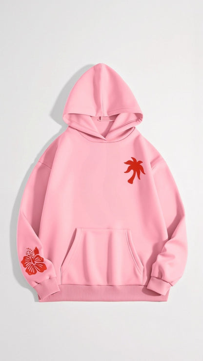 Tropical Vibes - Oversized Women's Hoodie in Solid Black or Grey, Cozy Inner Lining, Minimalist Streetwear Style 7