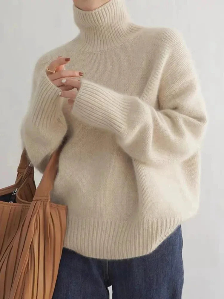 Turtleneck Sweater Women Premium Polyester Soft Warm Casual Chic 1