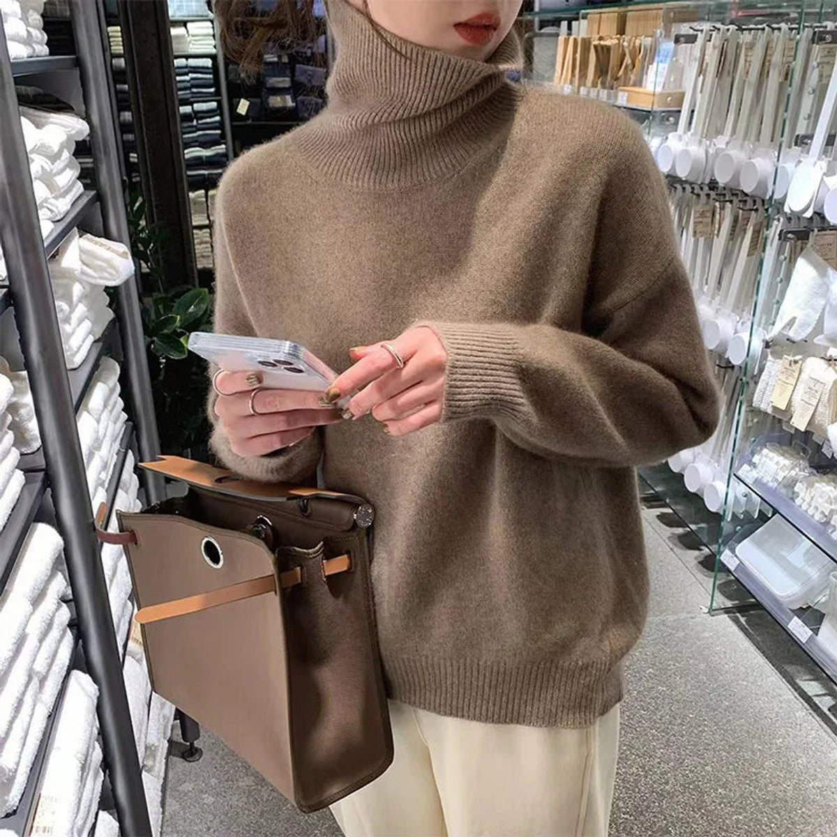 Turtleneck Sweater Women Premium Polyester Soft Warm Casual Chic 2
