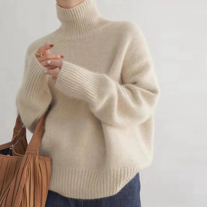 Turtleneck Sweater Women Premium Polyester Soft Warm Casual Chic 3