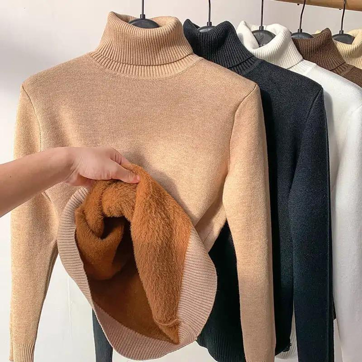 Turtleneck Sweater Women Pure Alpaca Wool Extra Warm Soft Casual Chic 0