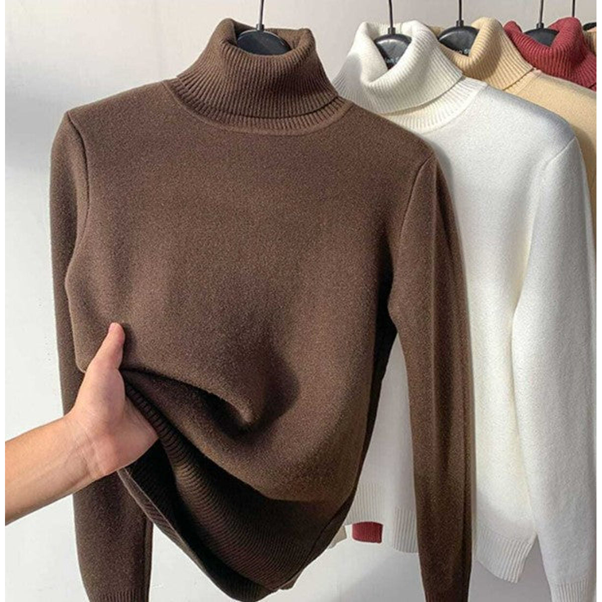 Turtleneck Sweater Women Pure Alpaca Wool Extra Warm Soft Casual Chic 2