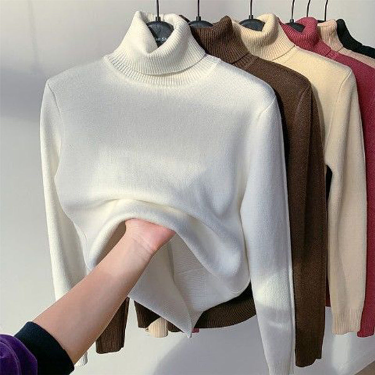Turtleneck Sweater Women Pure Alpaca Wool Extra Warm Soft Casual Chic 6