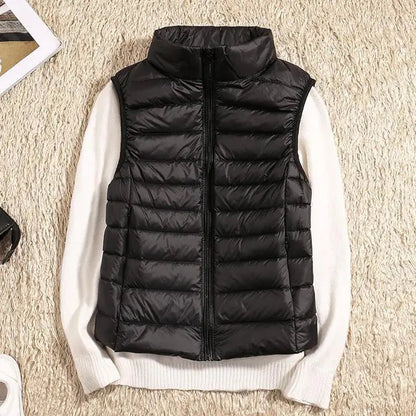 Ultra Light Down Vest Women Sleeveless Puffer Lightweight Black Layering Essential 0
