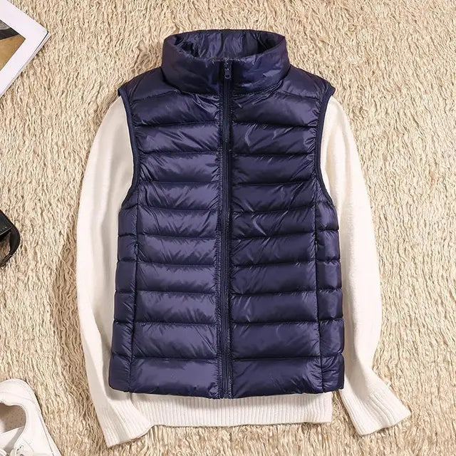 Ultra Light Down Vest Women Sleeveless Puffer Lightweight Black Layering Essential 9