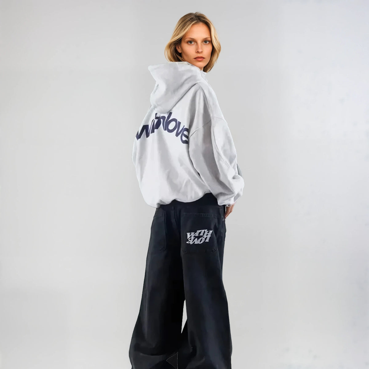 Unisex Oversized Hoodie - Soft Heavyweight Cotton, Minimalist Streetwear, Black or Grey 3