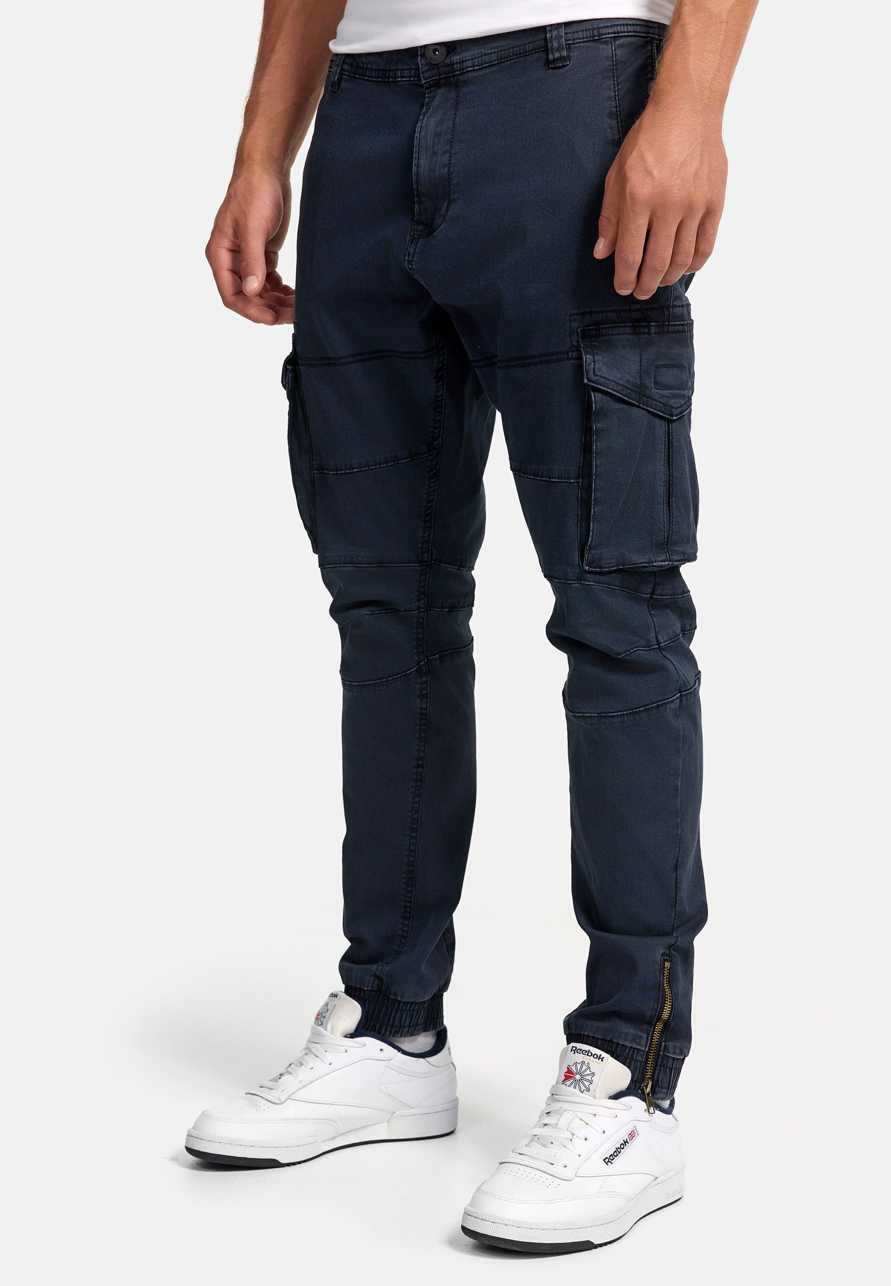 Urban Style - High Waist Mens Cargo Pants with Adjustable Drawstring, Utility Pockets, Black 14