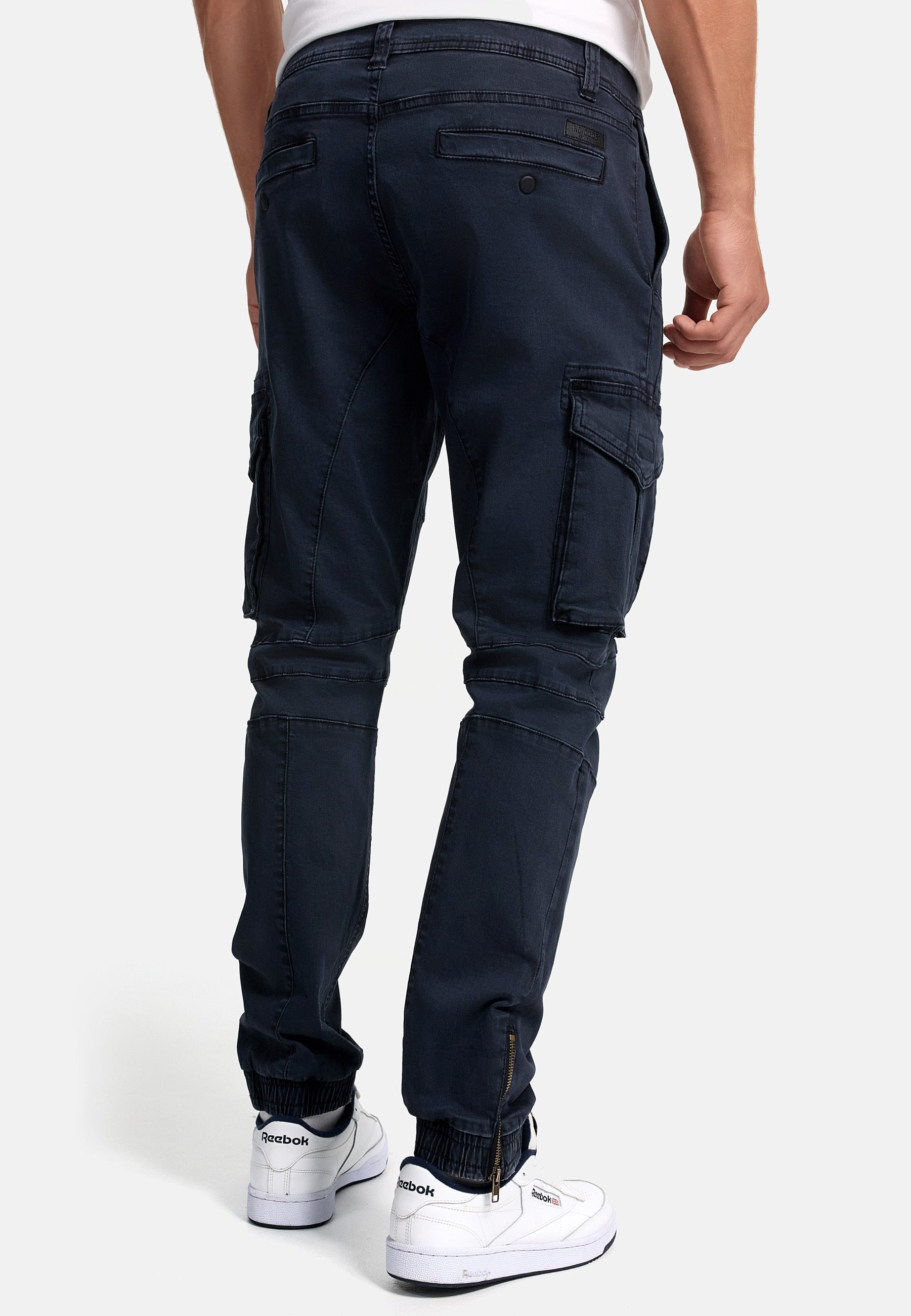 Urban Style - High Waist Mens Cargo Pants with Adjustable Drawstring, Utility Pockets, Black 7