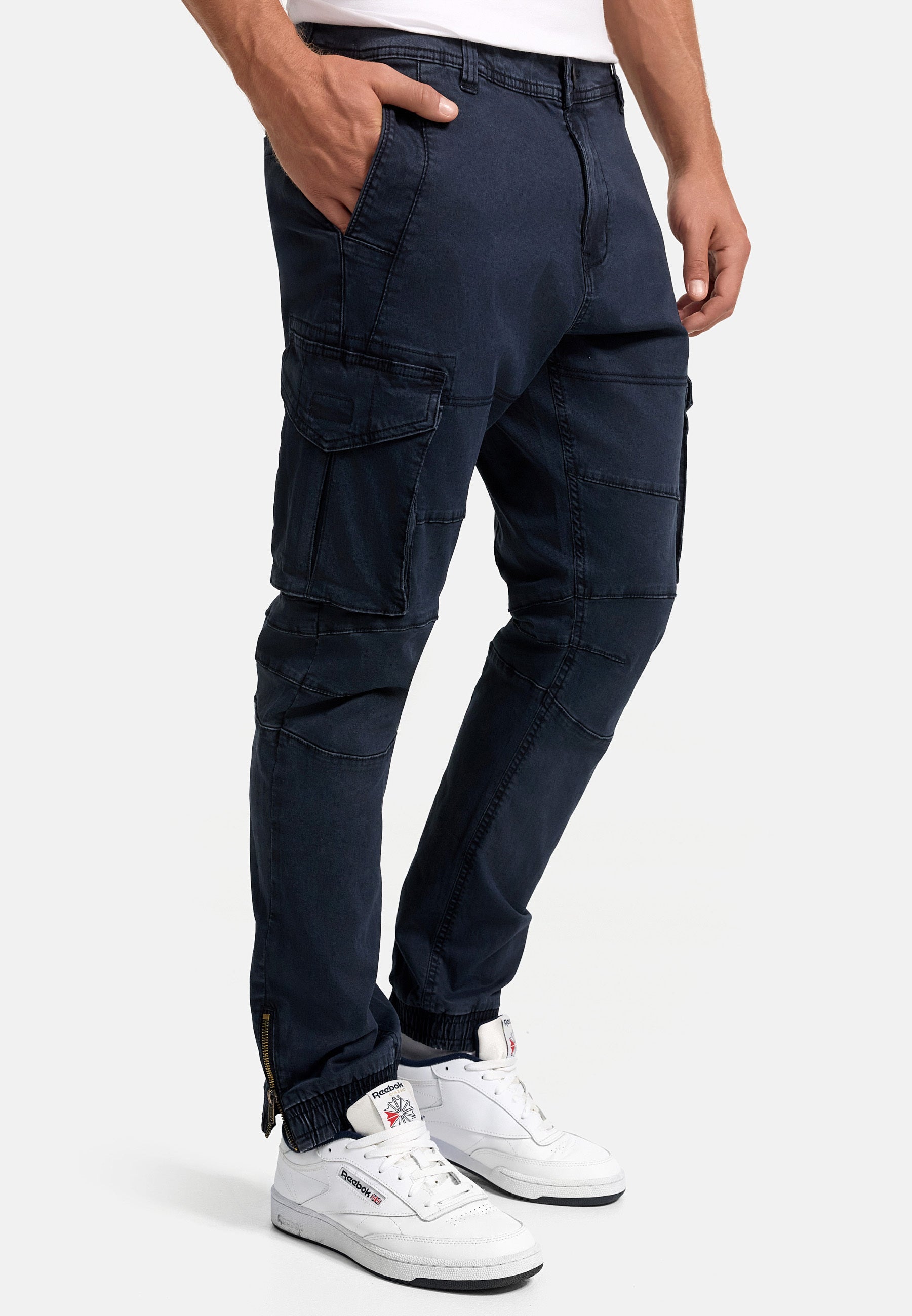 Urban Style - High Waist Mens Cargo Pants with Adjustable Drawstring, Utility Pockets, Black 8
