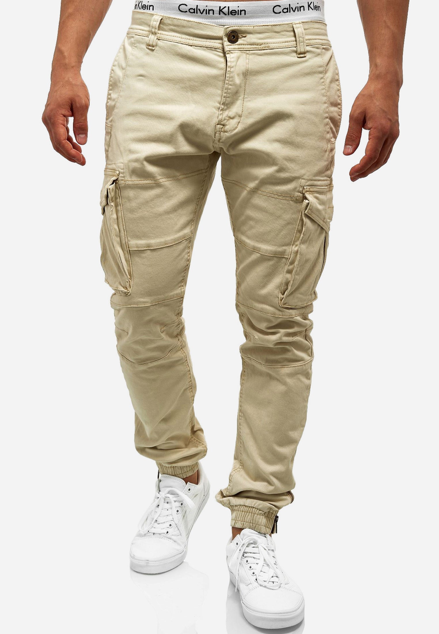 Urban Style - High Waist Mens Cargo Pants with Adjustable Drawstring, Utility Pockets, Black 9