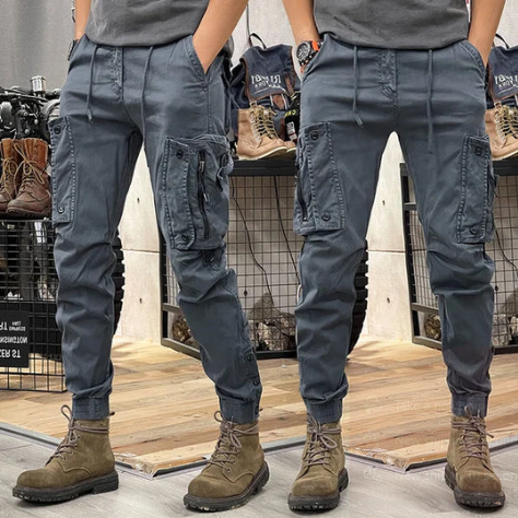 Urban Style - Mens Black Cargo Pants with High Waist, Utility Pockets, Relaxed Fit 2