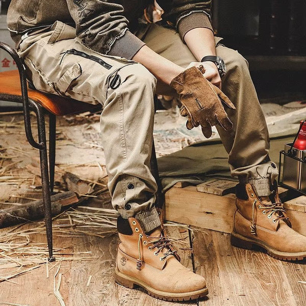 Urban Style - Mens Black Cargo Pants with High Waist, Utility Pockets, Relaxed Fit 4