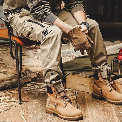 Urban Style - Mens Black Cargo Pants with High Waist, Utility Pockets, Relaxed Fit 4