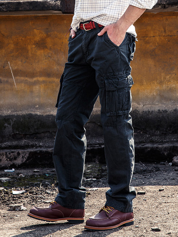 Urban Style - Mens High Waist Cargo Pants with Utility Pockets, Black 10