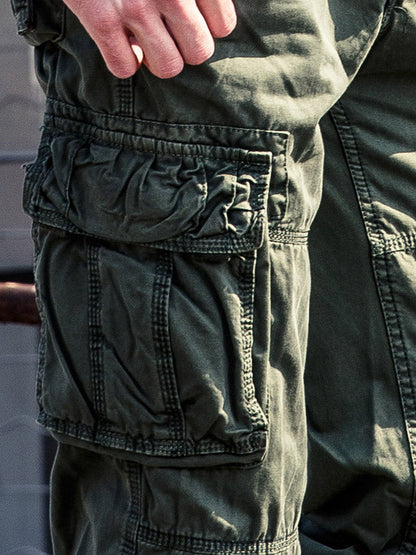 Urban Style - Mens High Waist Cargo Pants with Utility Pockets, Black 3