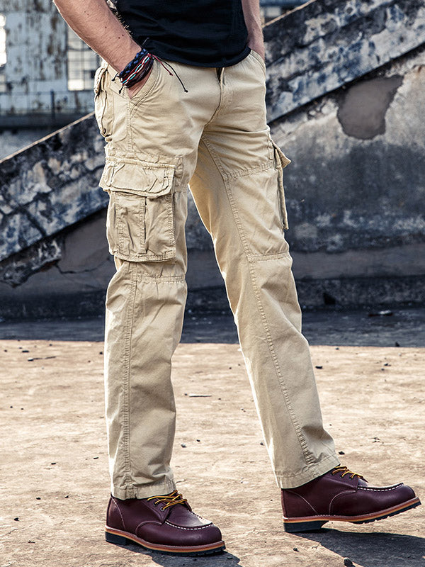 Urban Style - Mens High Waist Cargo Pants with Utility Pockets, Black 6