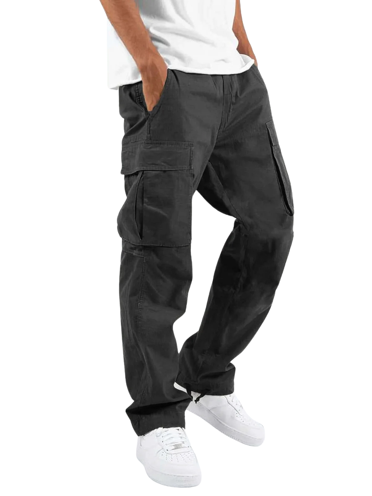 Urban Style Cargo Pants for Men - High Waist, Relaxed Fit with Utility Pockets 1
