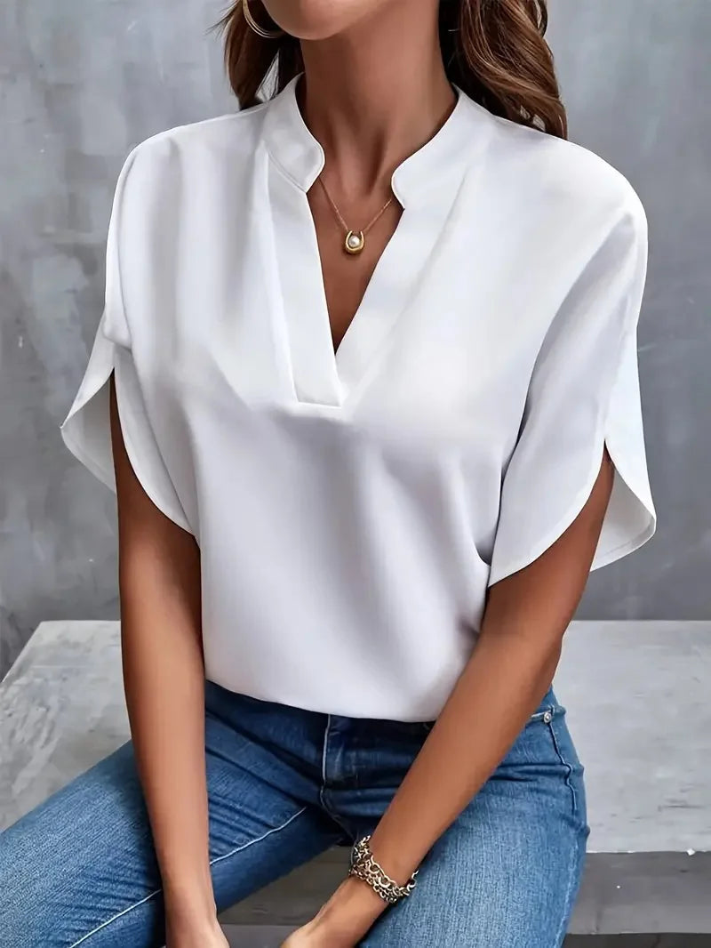 V-Neck Blouse Women Elegant Flowing Design Timeless Style 0