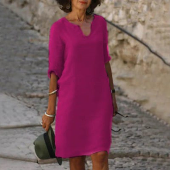 V-Neck Dress Women 3/4 Sleeves Elegant Mini Dress for Every Occasion 10